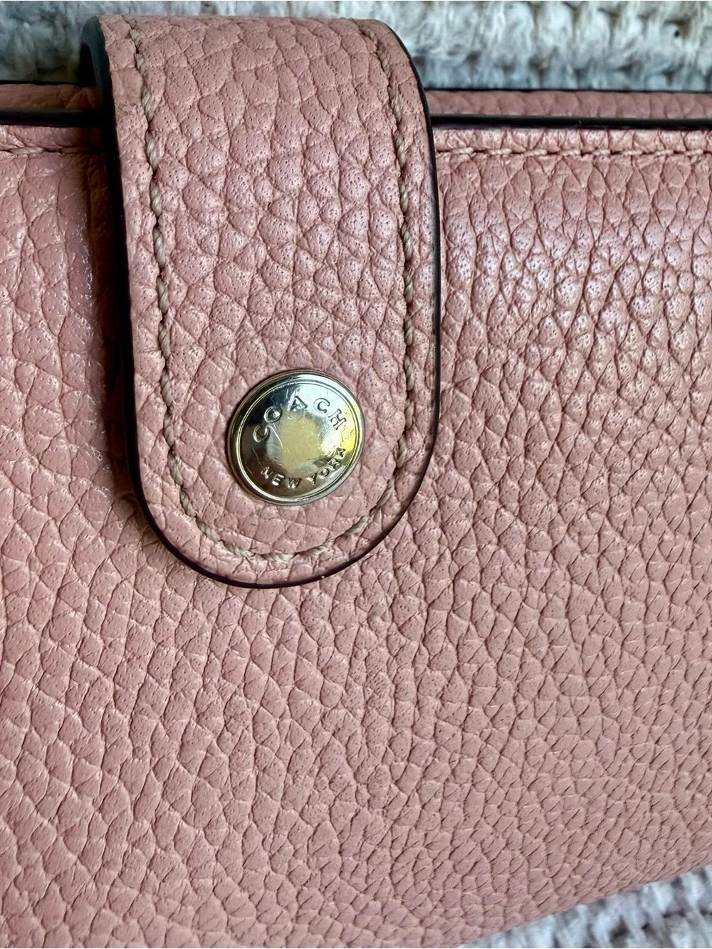 Coach Peony Pink Pebble Leather Phone Wristlet Wallet 13943 SV/PY
